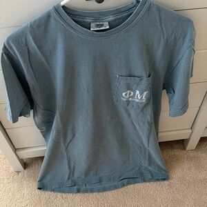 Comfort Colors Phi Mu Teal Graphic Pocket Tee
